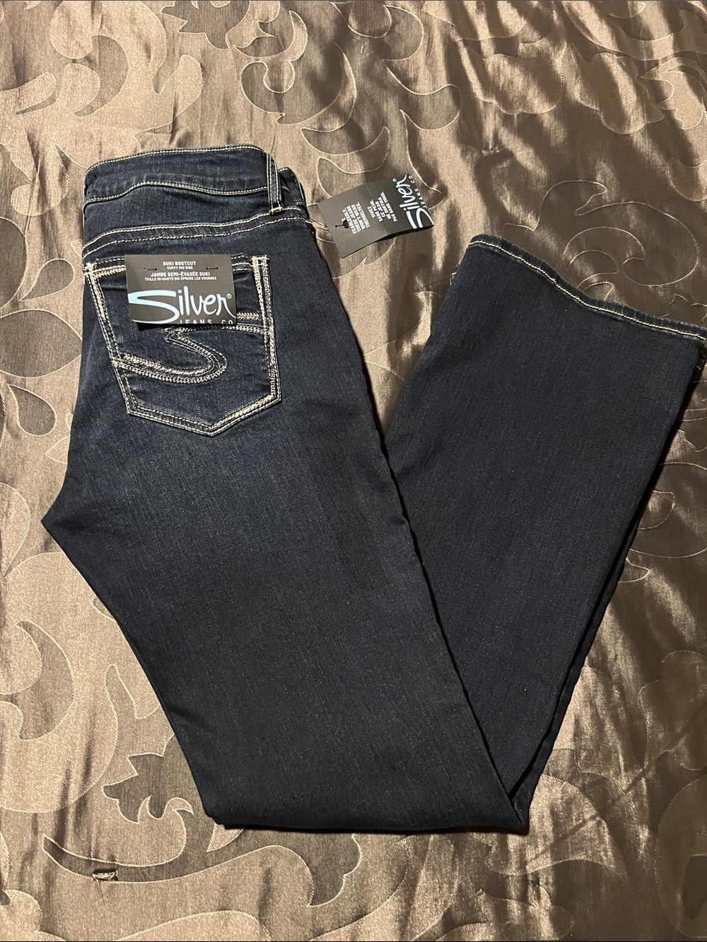NWT Silver Jeans Suki Bootcut Jeans Curvy Mid-Rise Two Steppin Dark Wash 31x33